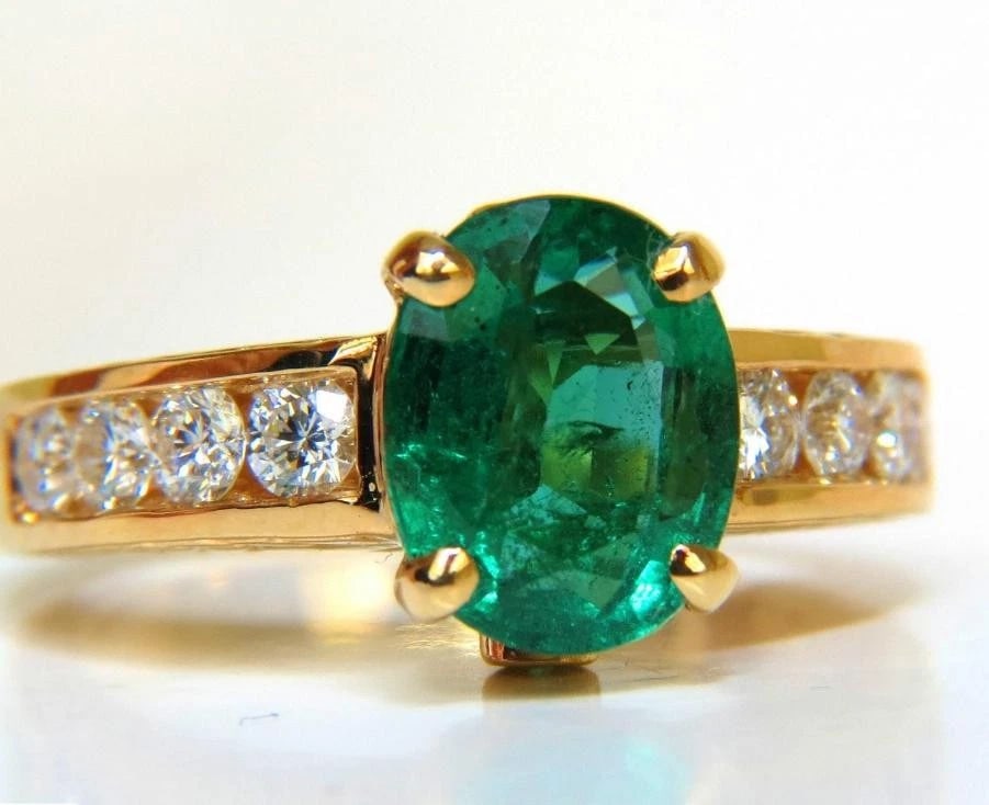 2.58ct Natural Zambia AAA Green Emerald Diamond Ring 14 Karat G/VS 46012** - 2