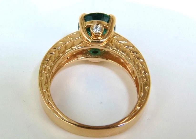 2.58ct Natural Zambia AAA Green Emerald Diamond Ring 14 Karat G/VS 46012** - 5