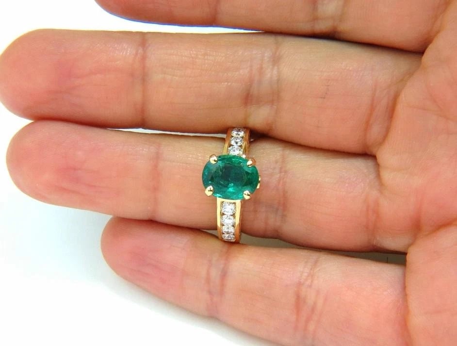 2.58ct Natural Zambia AAA Green Emerald Diamond Ring 14 Karat G/VS 46012** - 6