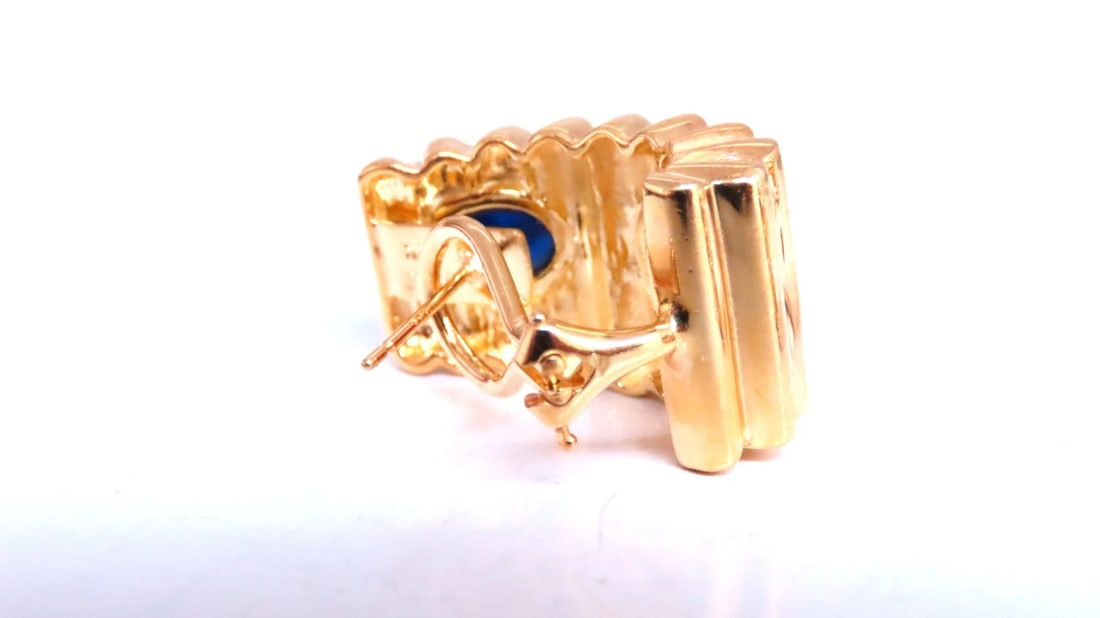 6ct Natural Sapphire Ruby Diamond Clip Earrings 18kt Gold 74525** - 4