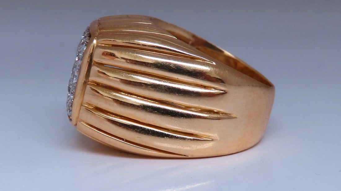 1ct natural diamonds high rise square cluster bead set ring 18kt gold 12232 - 3