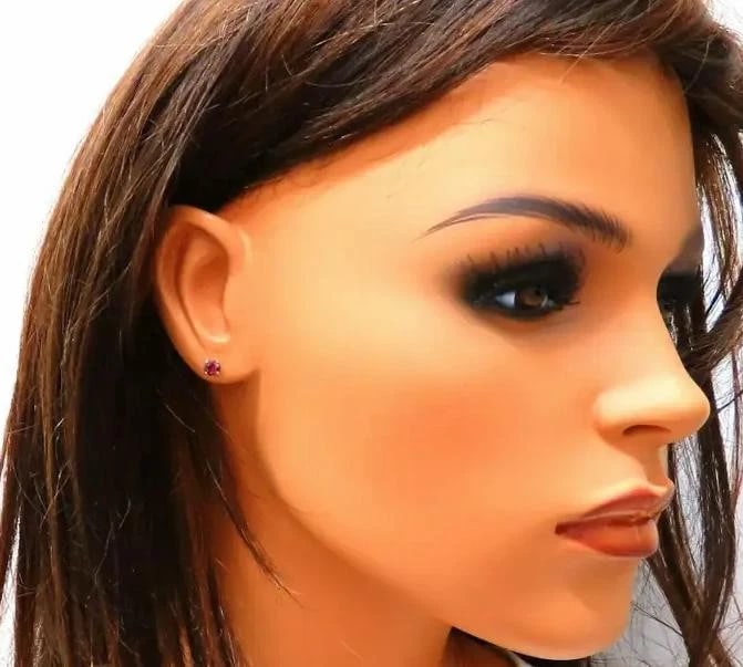 1.12 Carat Natural Round Ruby Stud Earrings 14 Karat 41447** - 3