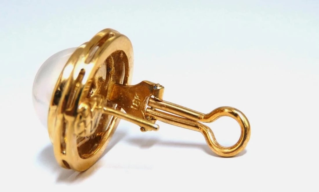 12mm Mabe Pearls Earrings 18kt Gold** - 5