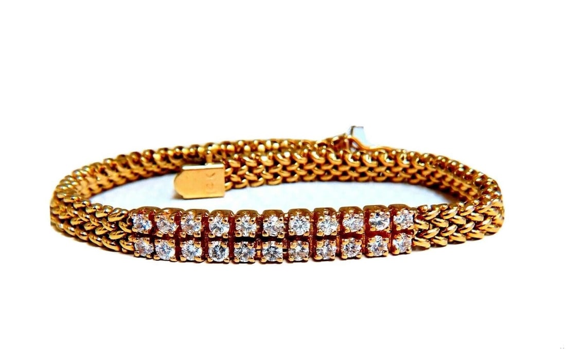1.06 carat diamond id tag bracelet and weave pattern vintage deco 14kt 11414** - 2