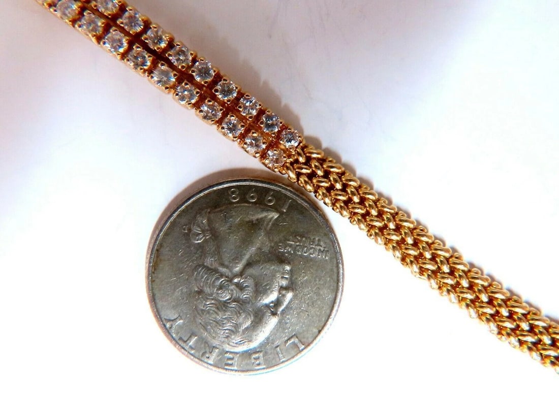 1.06 carat diamond id tag bracelet and weave pattern vintage deco 14kt 11414** - 6