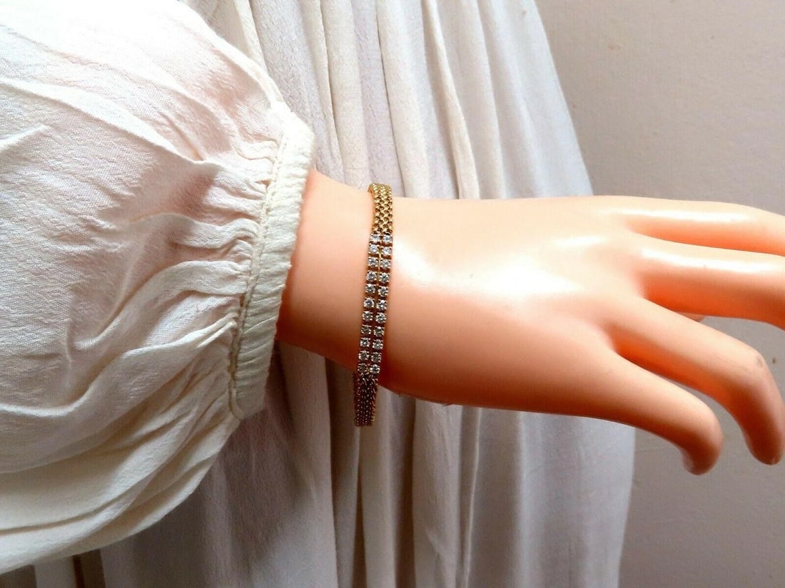 1.06 carat diamond id tag bracelet and weave pattern vintage deco 14kt 11414** - 8