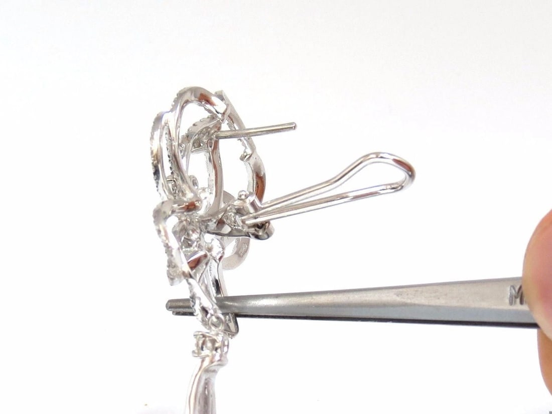 5.40ct natural diamonds cluster dangle drop earrings 18kt gilt deco** - 7