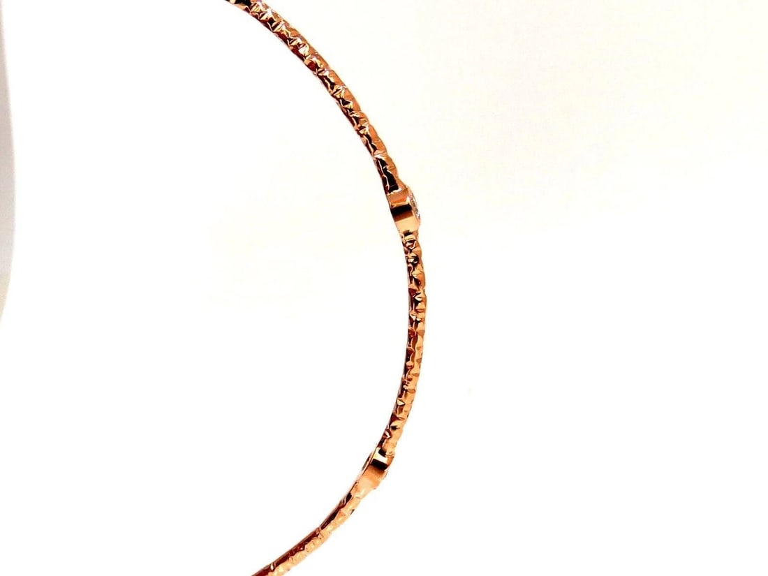 2.30ct (3) NATURAL DIAMONDS BANGLE BRACELETS 3D HAMMER FINISH DECO 14KT** - 7