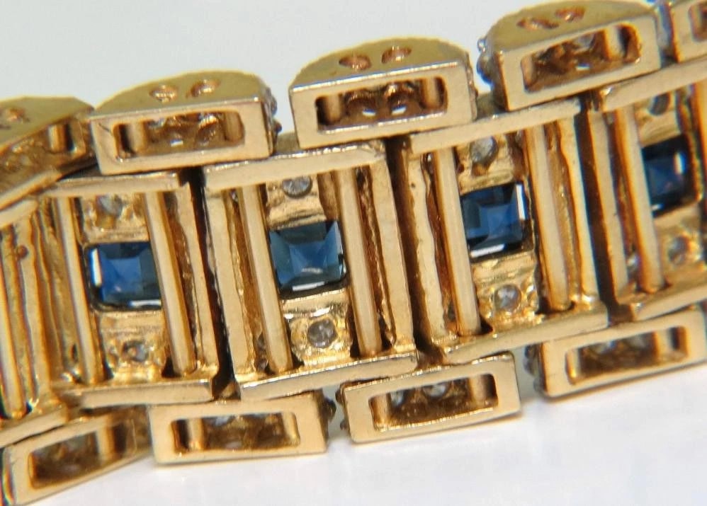 10.00 Carat Natural Sapphire Diamond Bracelet Edwardian Deco 14kt 44117** - 7