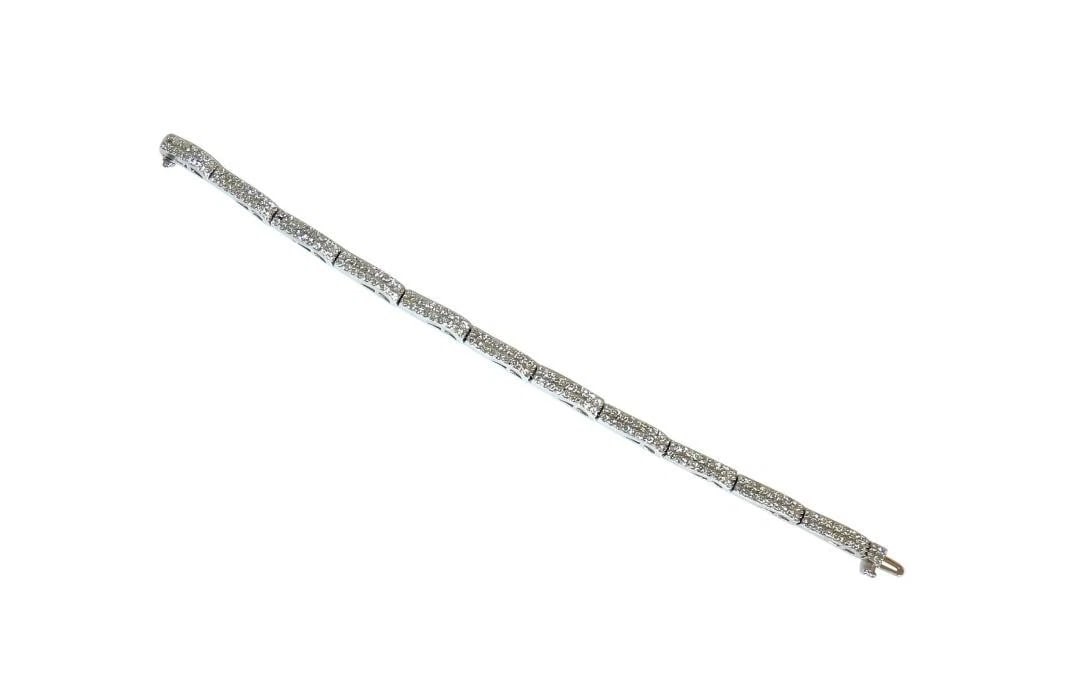 3.50 Carat Diamonds Deco Wave Link Tennis Bracelet 14 Karat White Gold 12571** - 3