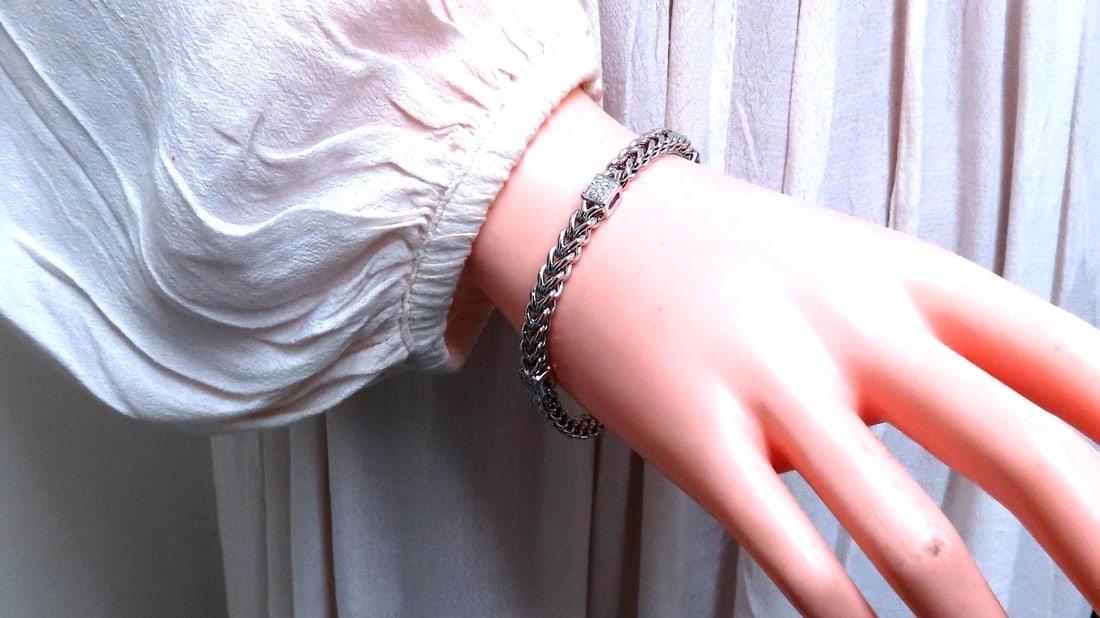 Natural Round Diamond Box Link Bracelet 14kt gold 12394** - 6