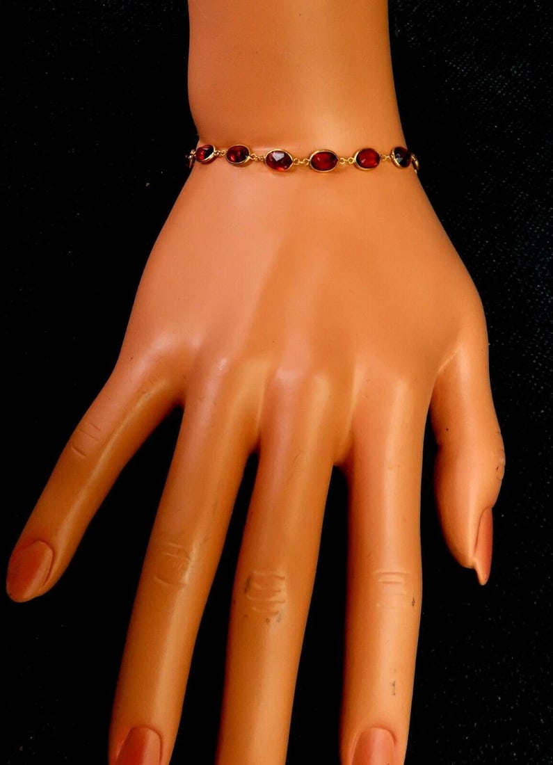 8ct Natural Garnet Yard Station Bracelet 14kt 11689** - 4