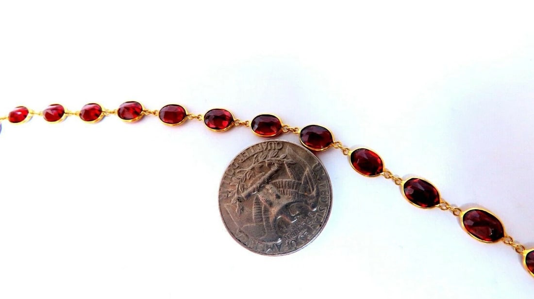 8ct Natural Garnet Yard Station Bracelet 14kt 11689** - 5