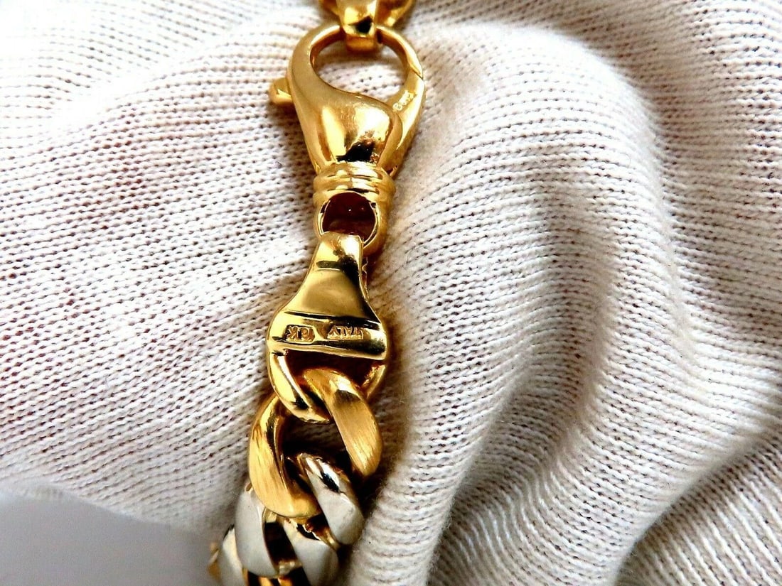 Miami Cuban Link Bracelet 14kt gold Two Tone 10868** - 3