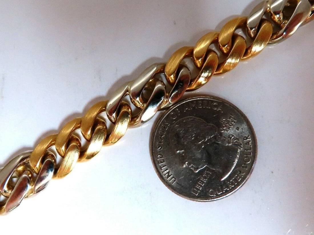 Miami Cuban Link Bracelet 14kt gold Two Tone 10868** - 6