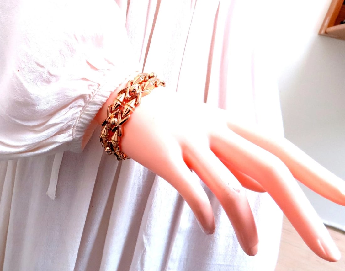 Retro Cosmopolitan Wide Cuff Bracelet 14kt Gold 12451** - 6