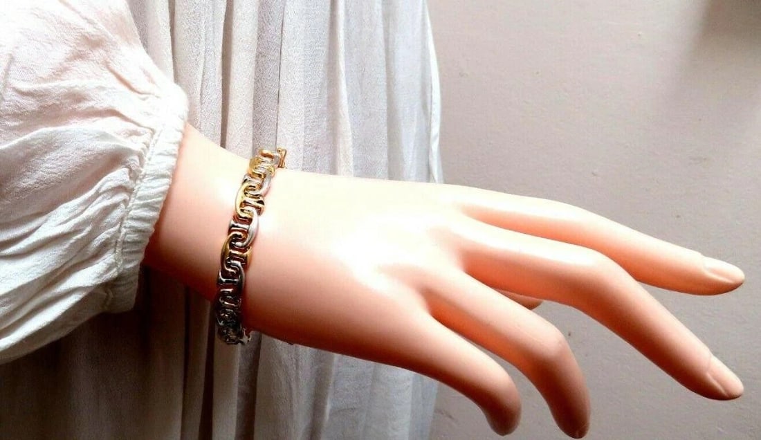 American Link Intertwined Gold Bracelet 14 Karat Two-Toned 41147** - 8