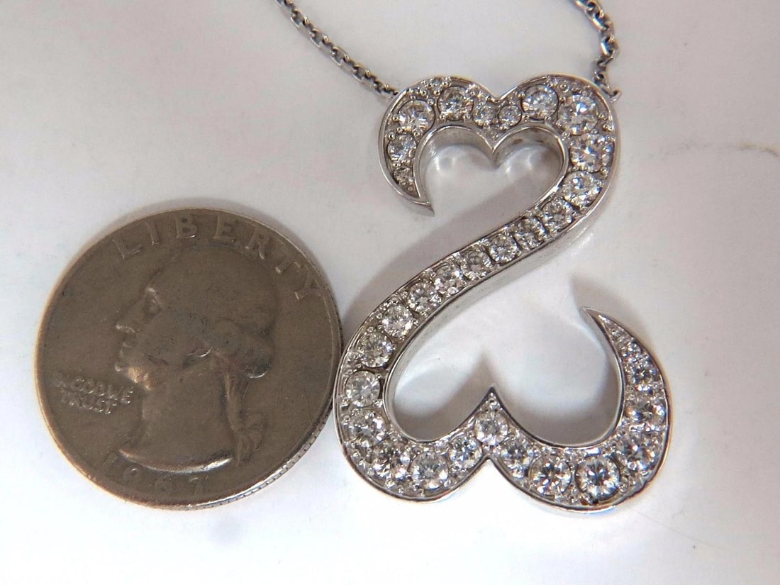 1.40ct natural diamonds double heart pendant 14kt 10658** - 7