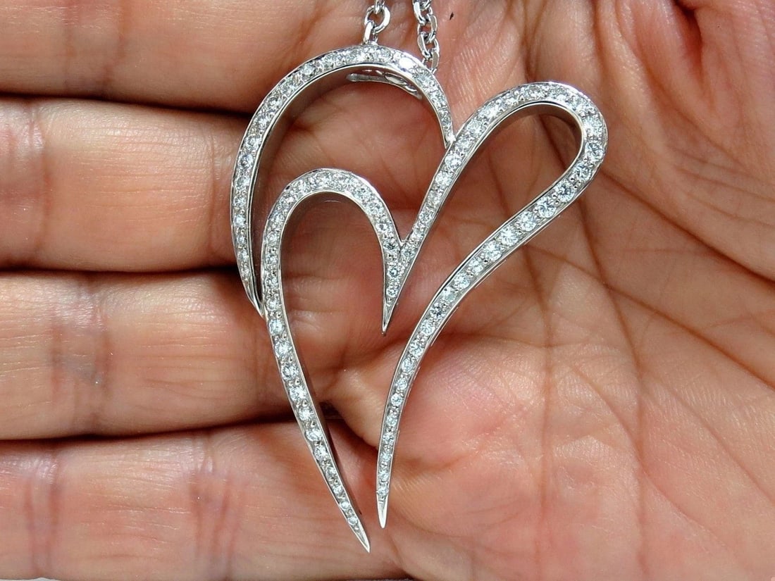 3.00ct ROUND DIAMONDS MODERN SWIRL HEARTPENDANT G / VS 14KT & CHAIN RARE 10326** - 9
