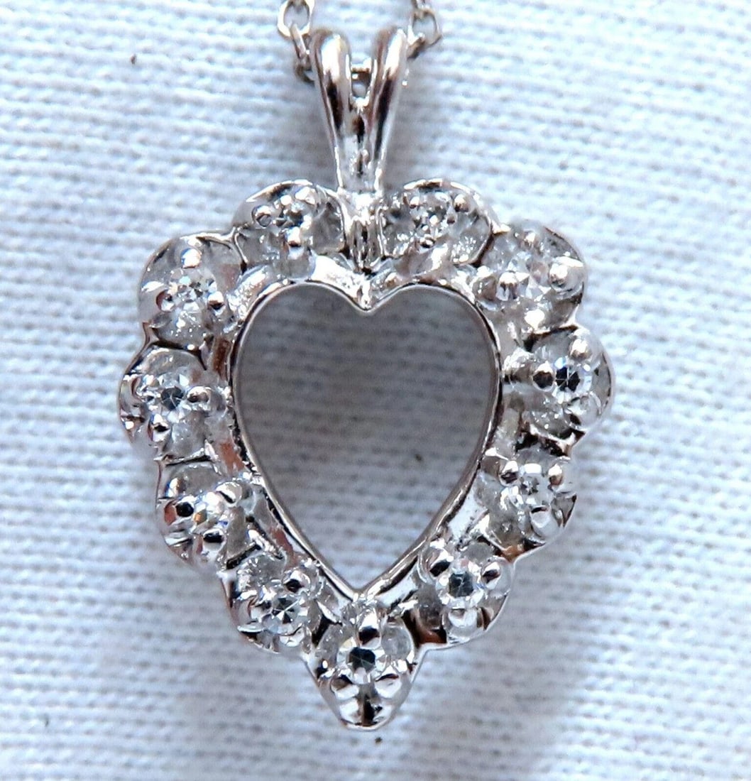 .20ct natural diamonds open heart necklace 14kt - 2