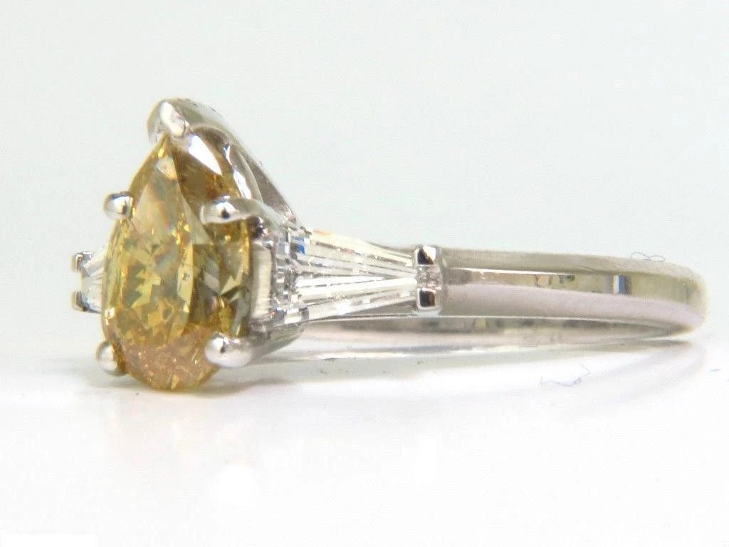 GIA 1.62CT NATURAL FANCY YELLOW DIAMOND RING VIVID & CLEAN - 7