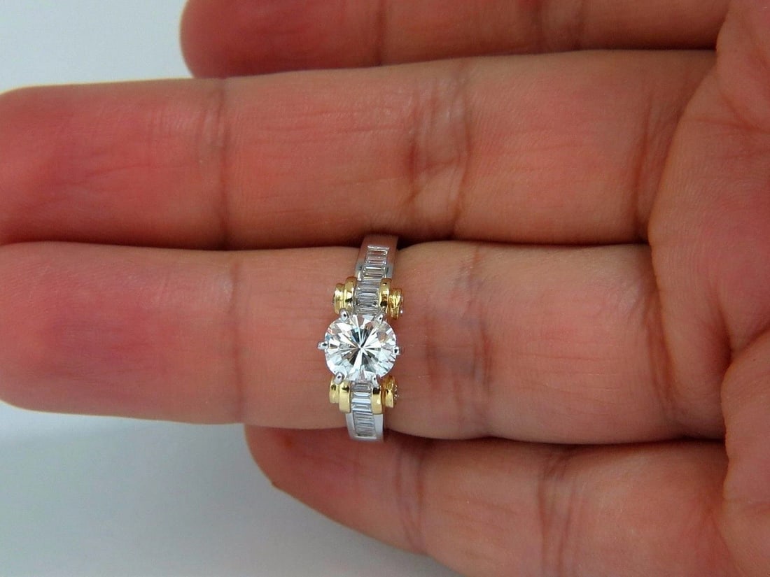 GIA Certified 2.41ct natural cushion cut baguettes diamond ring platinum E/Vs2 - 6