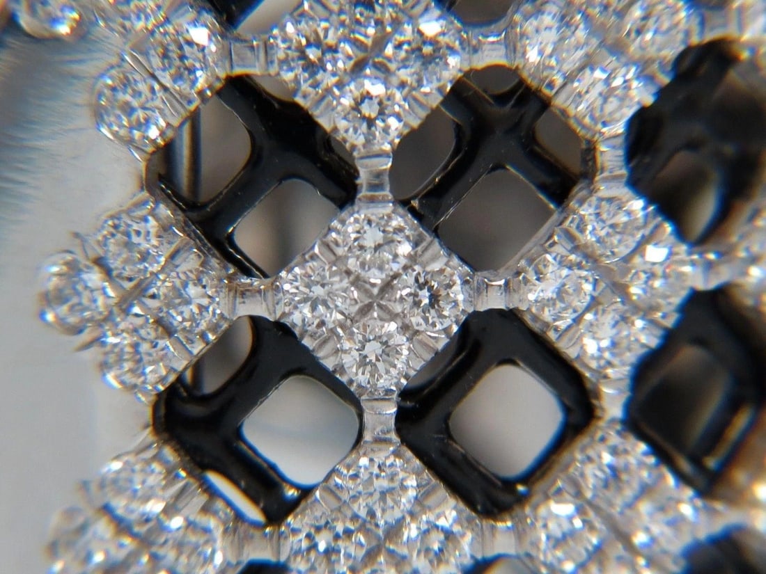 1.82CT DIAMONDS BEAD SET SANDWICHED BLACK UNDERLAY 3D BAND RING 18KT 10042 - 9