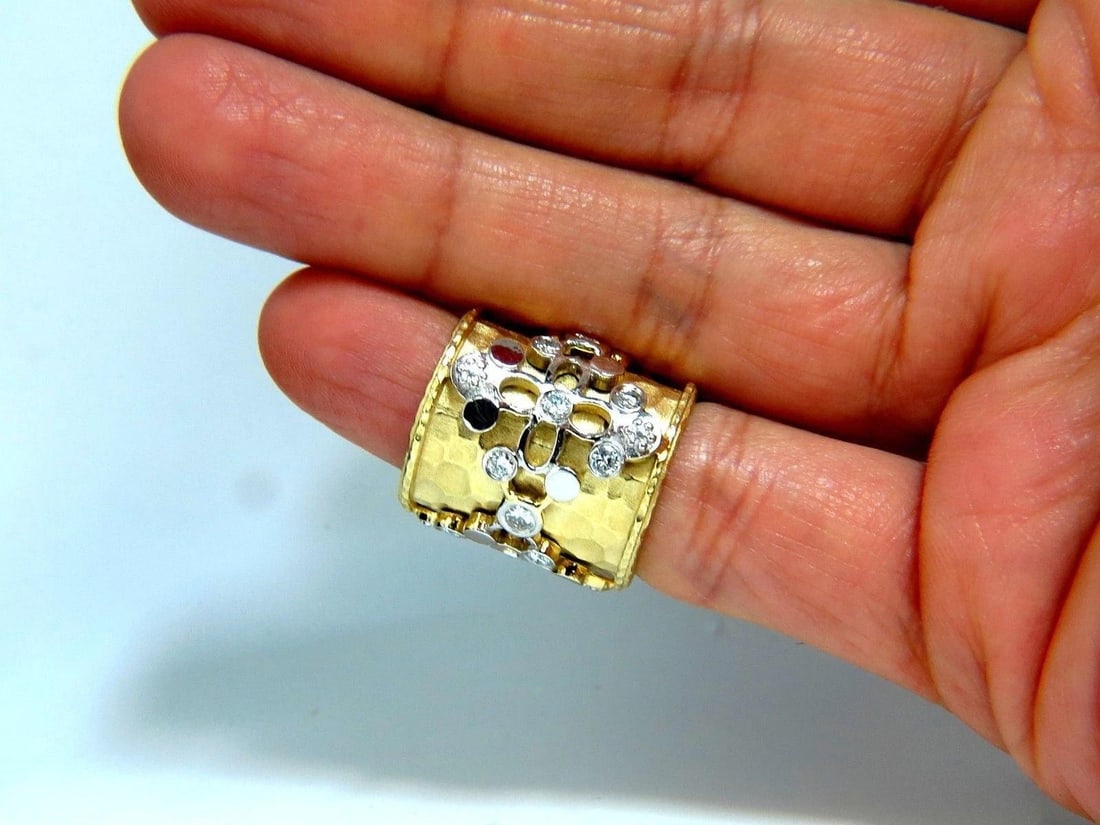 1.10CT 14KT DIAMONDS SPANISH GOTH DECO REVIVAL HAMMERED FINISH BAND 10030 - 8