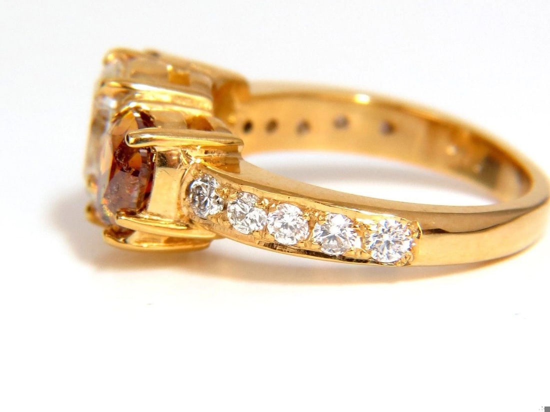 Natural .78ct Pear & 1.52ct Fancy Yellow Brown Diamonds Ring 18kt 10027 - 10