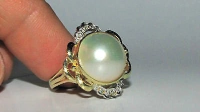 ESTATE DIAMONDS MABE PEARL COCKTAIL RING 14KT - 3