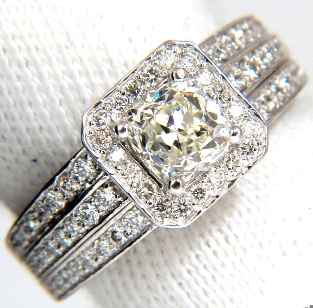 GIA Certified 1.20ct natural cushion cut diamonds ring 14kt 10024** - 5