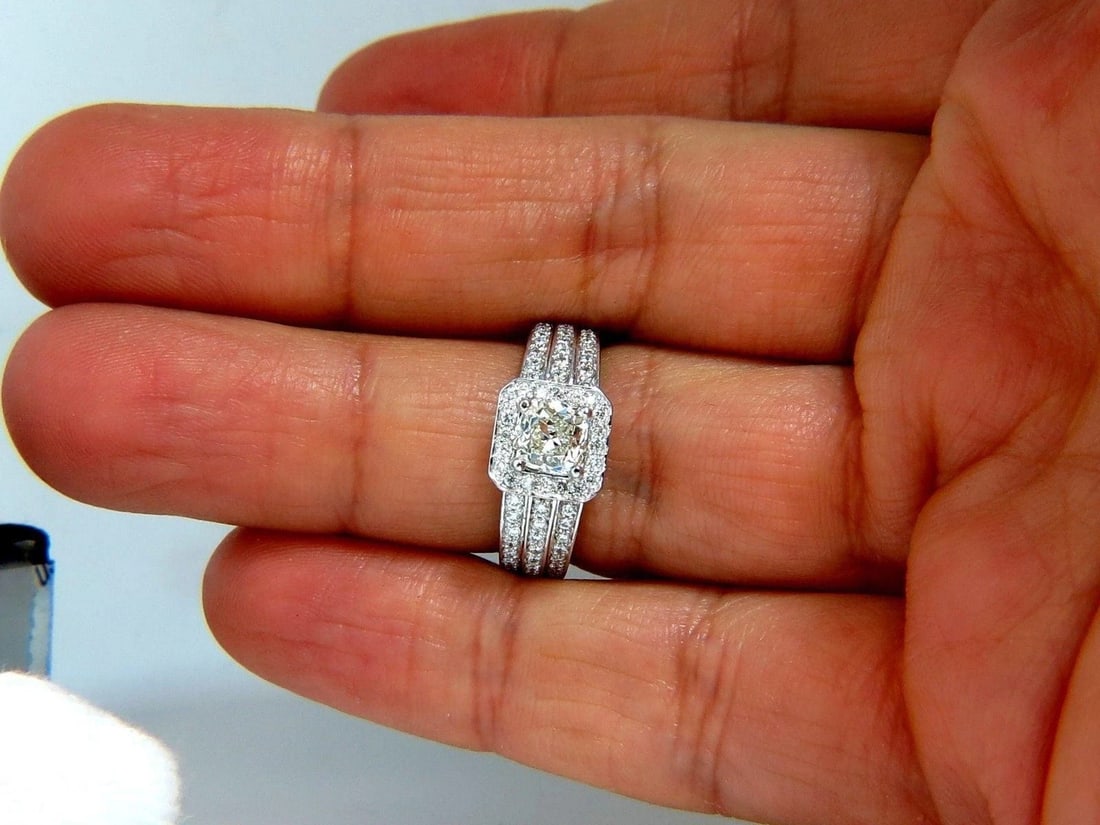 GIA Certified 1.20ct natural cushion cut diamonds ring 14kt 10024** - 9