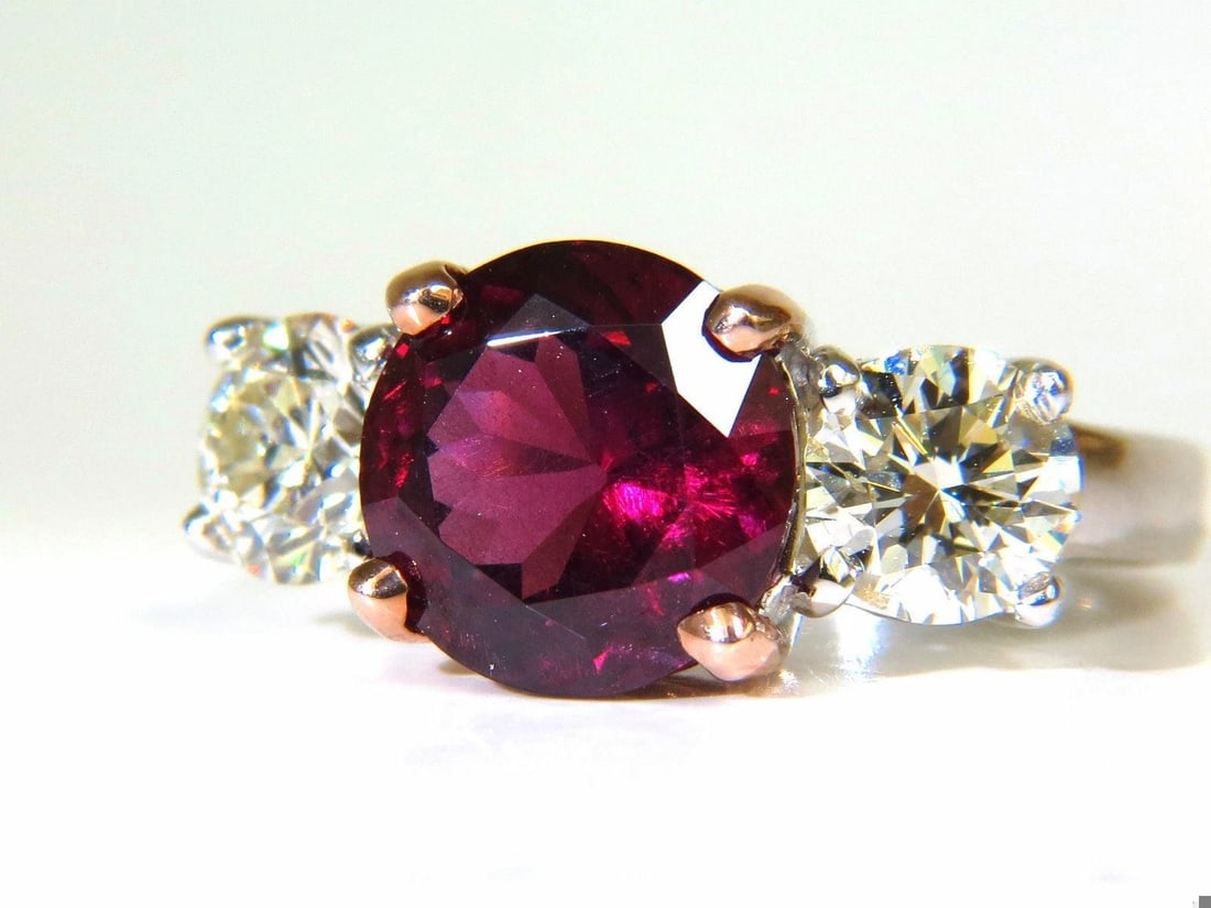 5.13ct Natural Tourmaline Diamonds Ring 14kt Classic Three 10021 - 8