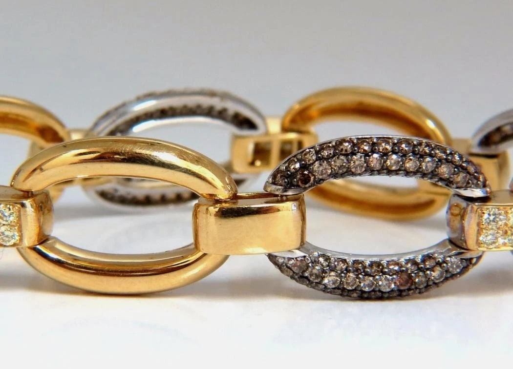 5.30ct natural fancy yellow & brown diamond link bracelet 14kt 12241** - 7