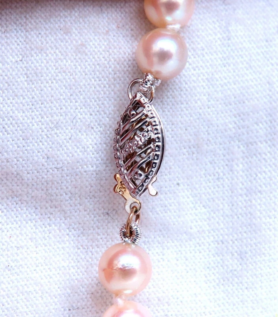 5.5mm freshwater Pearl necklace 14kt gold** - 4