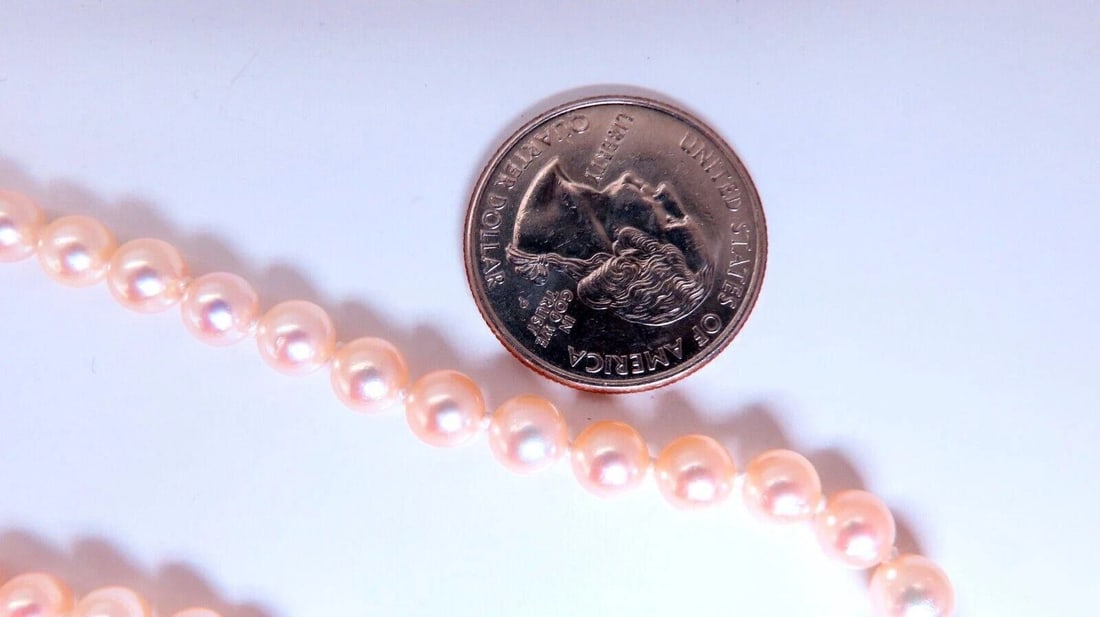 5.5mm freshwater Pearl necklace 14kt gold** - 6