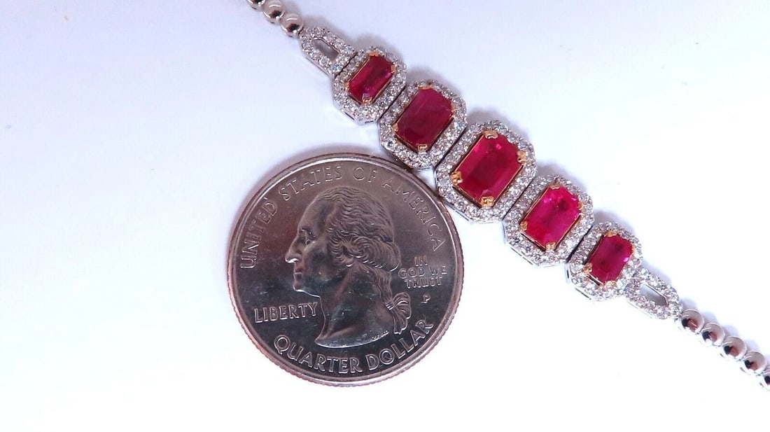 3.33ct natural ruby diamonds bracelet 14kt Gold Five Stage** - 6