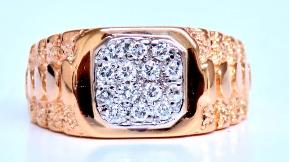 Mens Cluster pinky ring Natural Diamonds 14kt gold 74411** (1 of 8)