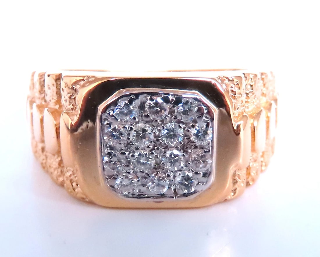 Mens Cluster pinky ring Natural Diamonds 14kt gold 74411** - 3