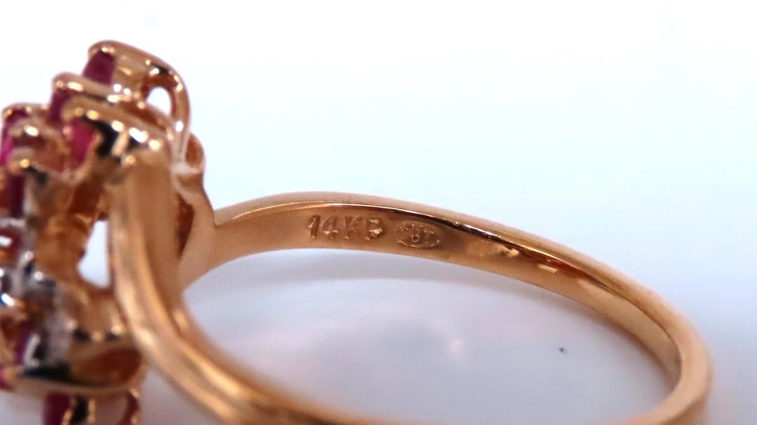 .50ct Natural Ruby Diamond Cluster Cocktail Ring 14kt Gold 67121** - 6