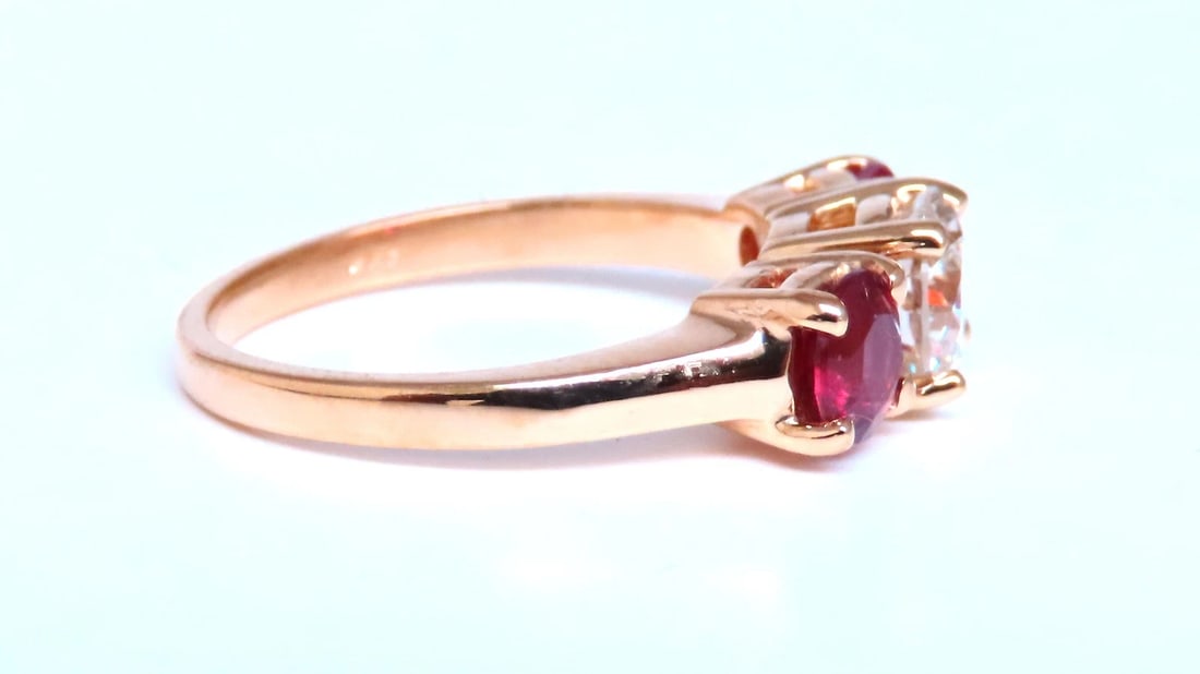 GIA certified 1.02ct Natural Round Diamond Ruby Ring 14kt 43552** - 5