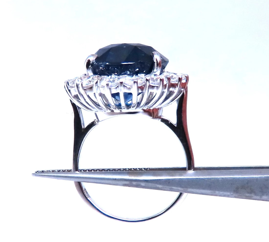 GIA Certified 15.49ct Natural Sapphire Diamonds Cluster Ring 18kt 51141 - 6