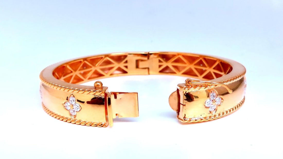 1.40ct Clover Natural Diamonds Bangle Bracelet 14kt 95547** - 4