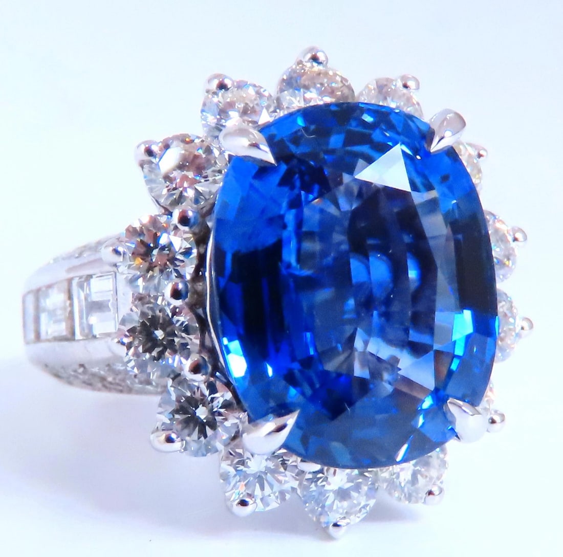 GIA Certified 11.79ct Natural Blue Sapphire Diamonds Ring 14kt Gold 85441 - 2