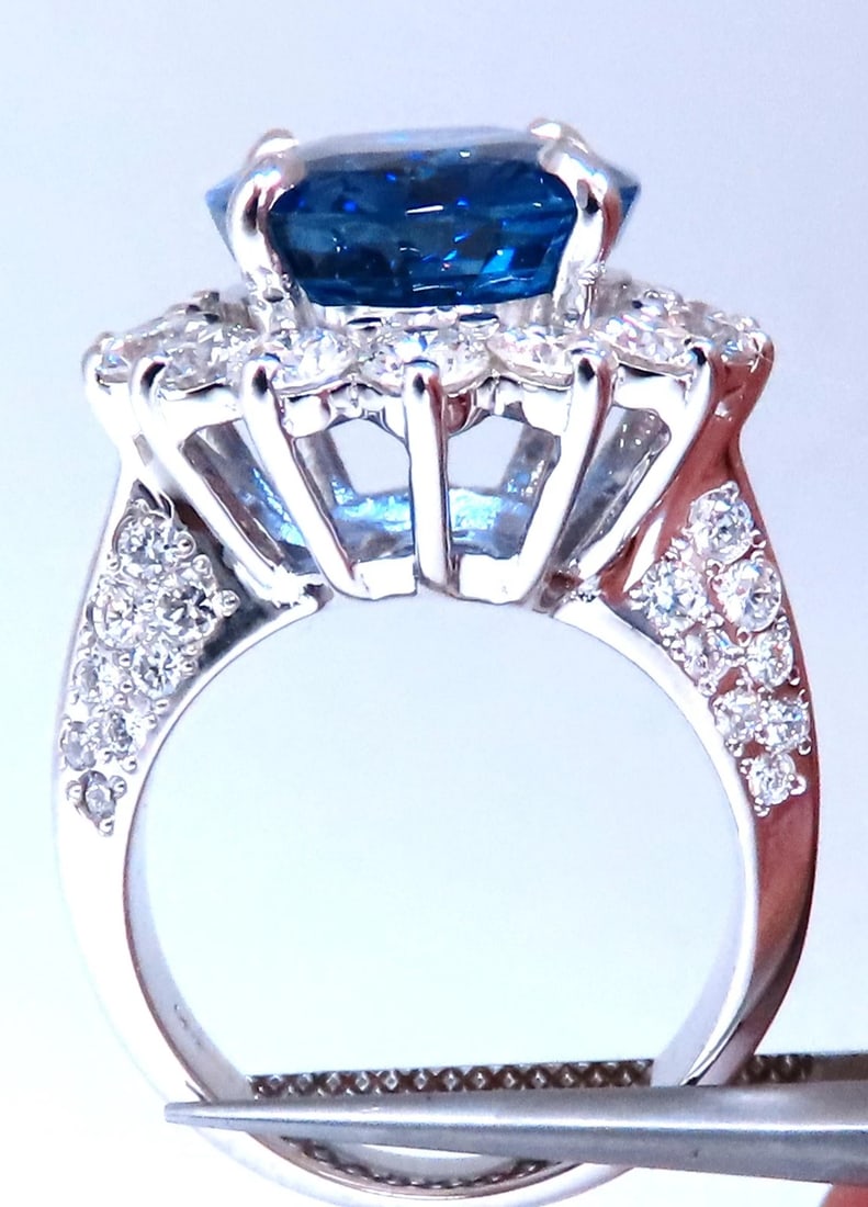 GIA Certified 11.79ct Natural Blue Sapphire Diamonds Ring 14kt Gold 85441 - 5