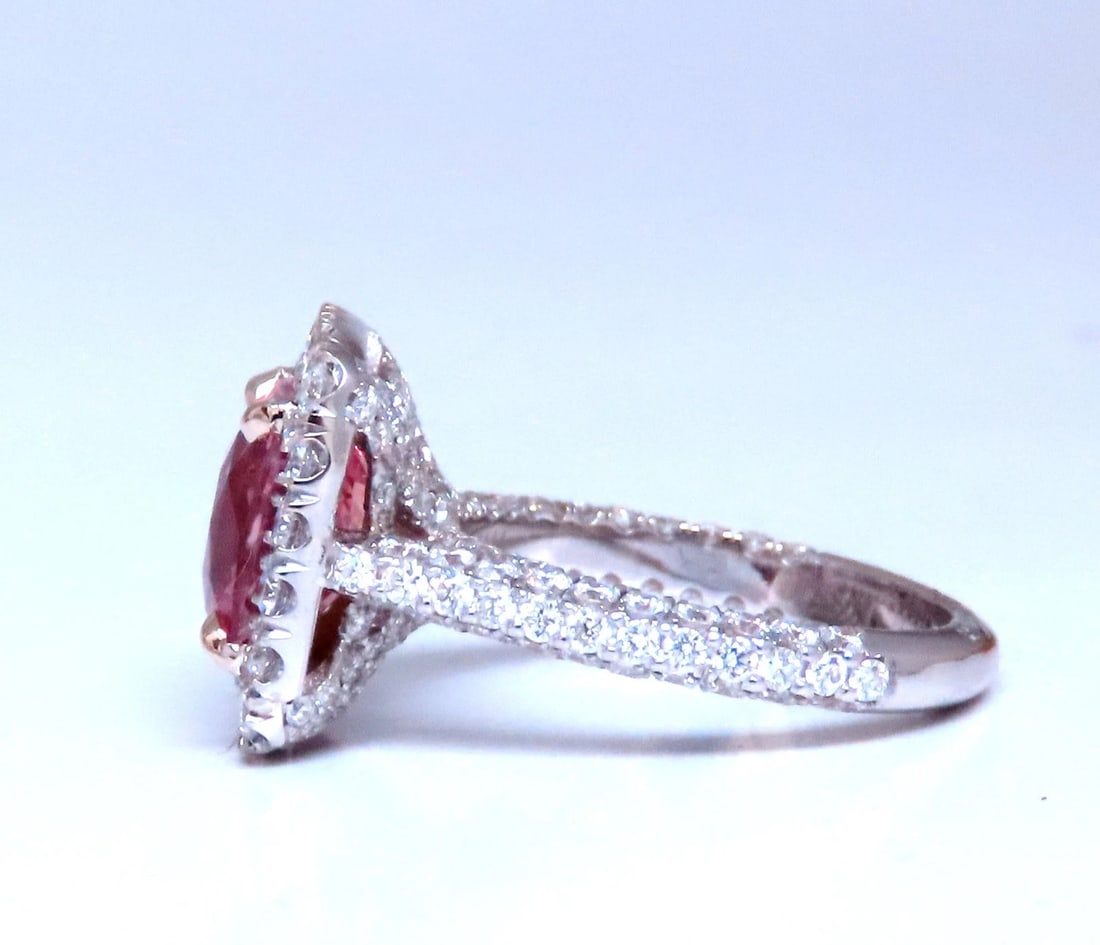 GIA Certified 4.51ct Natural Padparadscha Diamonds Ring 18kt Gold Mod Halo 12625 - 5