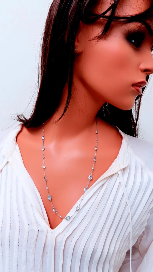 40ct Natural Aquamarine Diamond Yard Necklace 54115** - 8