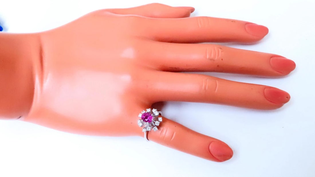 GIA Certified 1.34ct Natural Purple Pink Sapphire Ring 18Kt Gold 16520 - 7