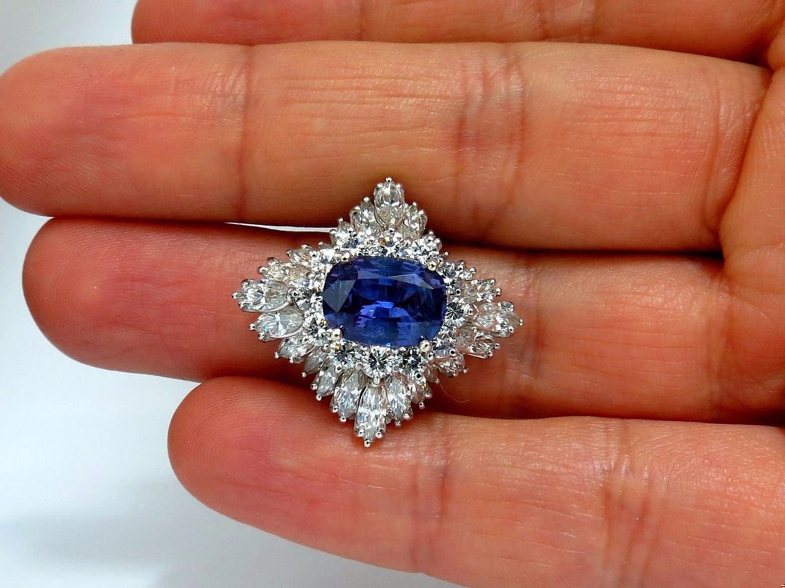 GIA 7.87CT NATURAL NO HEAT VIVID PURPLE SAPPHIRE DIAMOND RING PLATINUM 10355 - 6