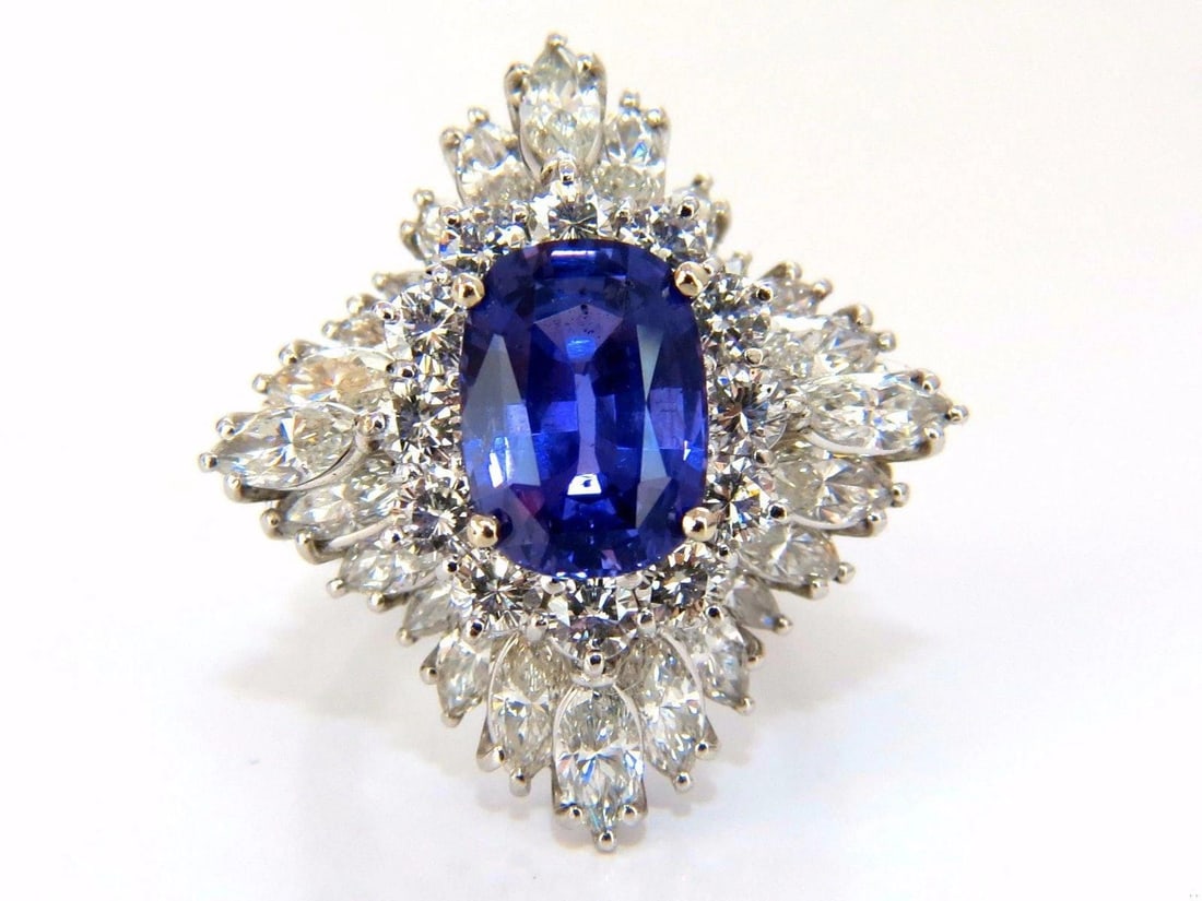 GIA 7.87CT NATURAL NO HEAT VIVID PURPLE SAPPHIRE DIAMOND RING PLATINUM 10355 - 7